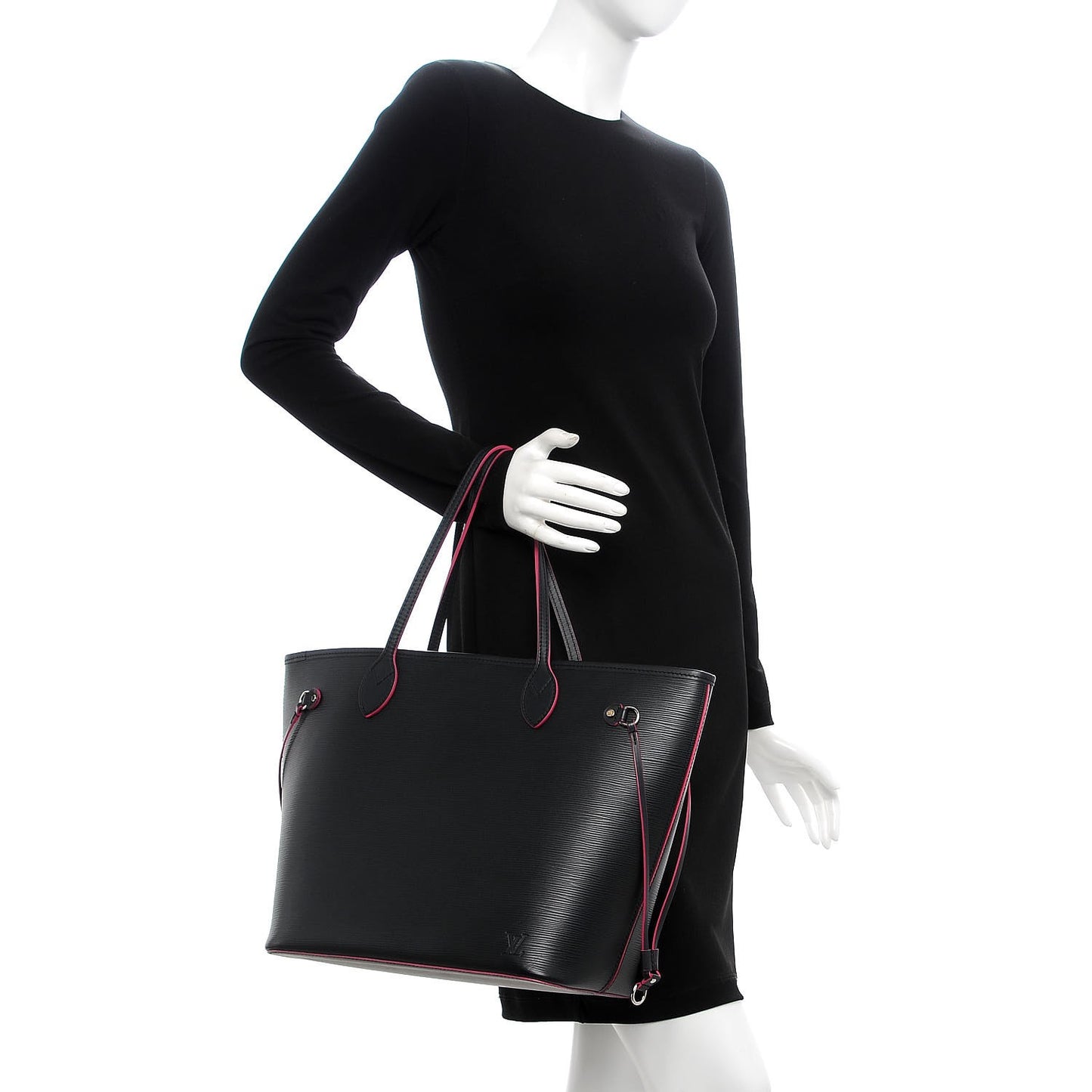 Epi Neverfull MM Black Hot Pink