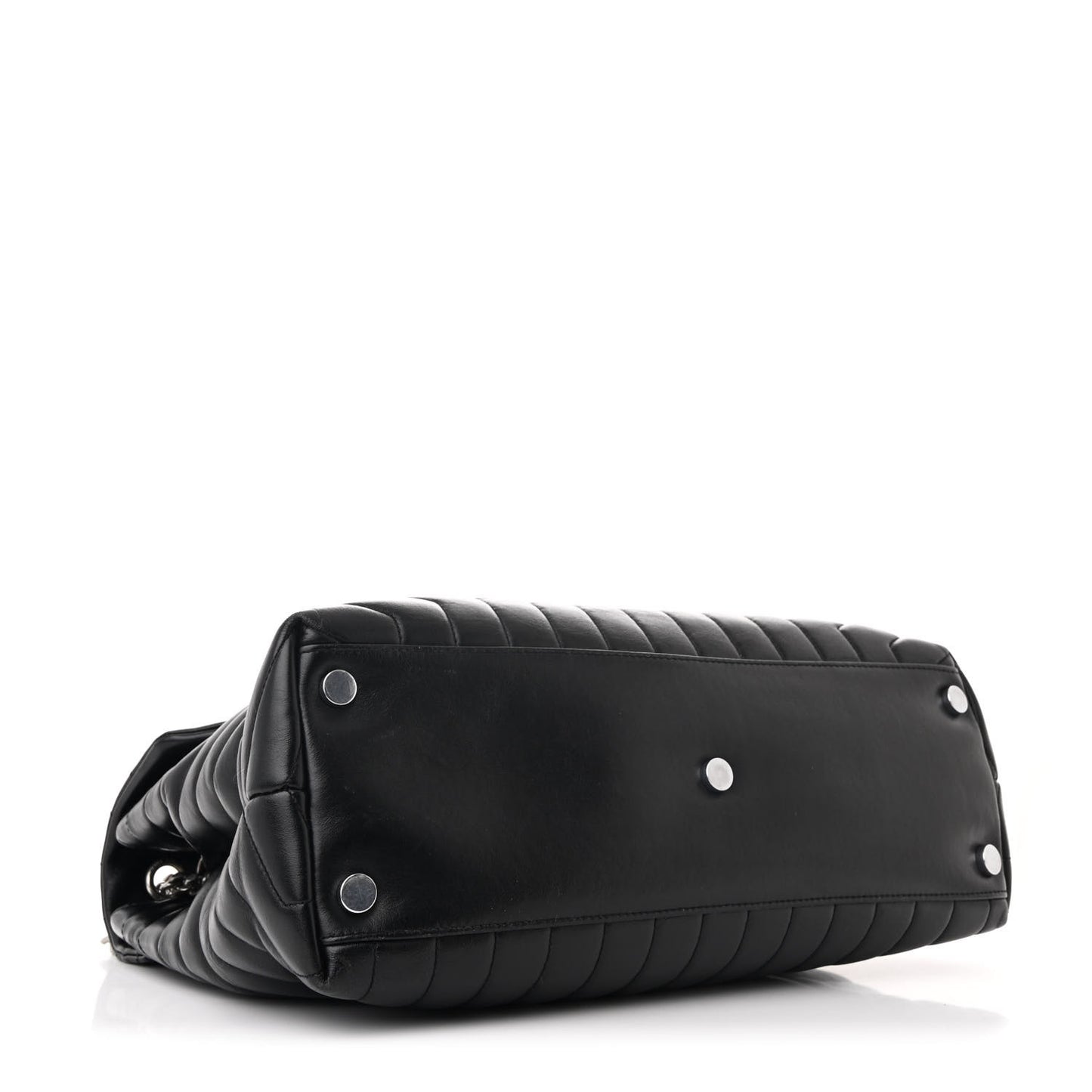 Calfskin Y Quilted Monogram Large Loulou Chain Satchel Black