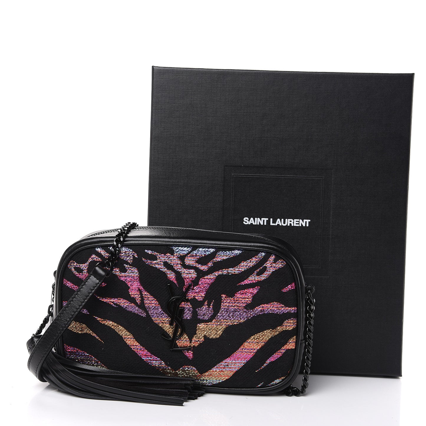 Calfskin Tiger Burnout Monogram Lou Camera Bag Black