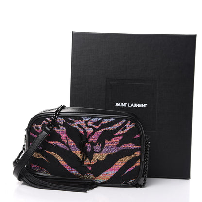 Saint Laurent Calfskin Tiger Burnout Monogram Lou Camera Bag Black 10 of 10