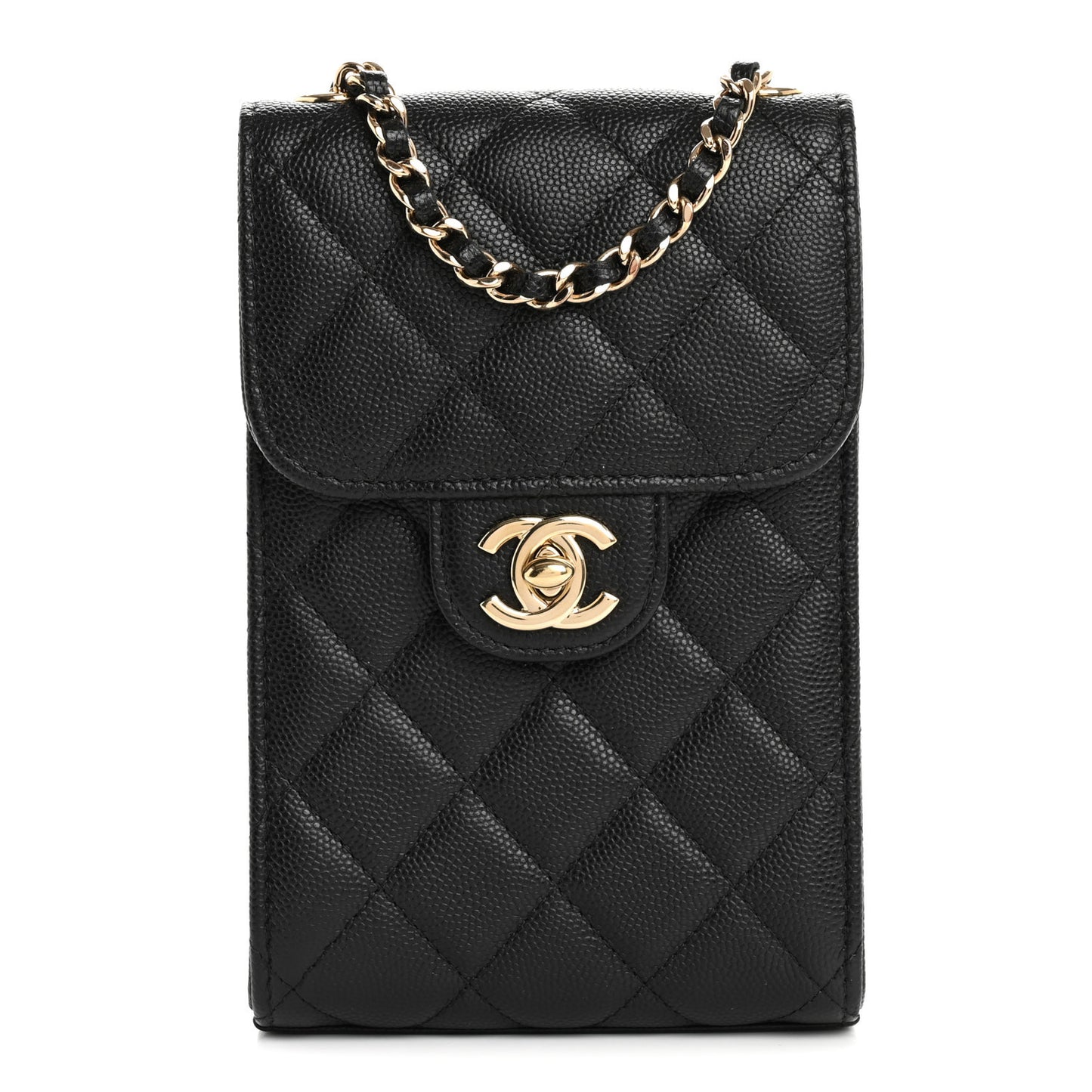 Caviar Quilted Classic Phone Holder Black