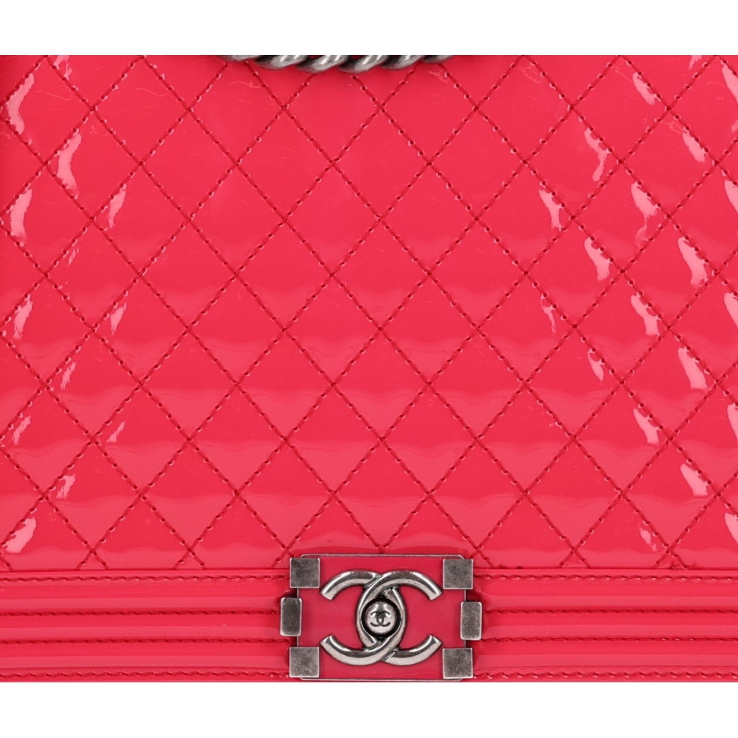 Patent Quilted Large Boy Flap Pink
