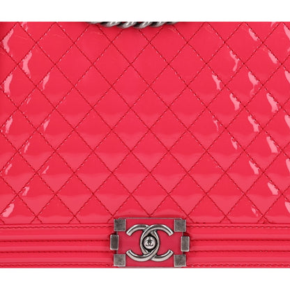 Chanel Patent Quilted Large Boy Flap Pink 8 of 10