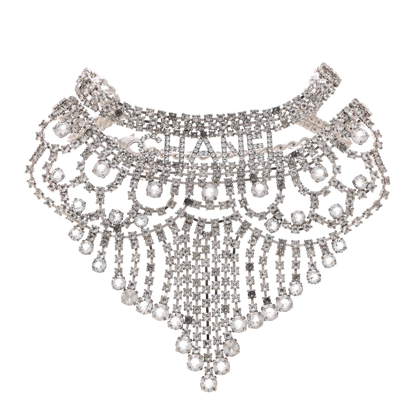 Crystal Logo Choker Necklace Silver
