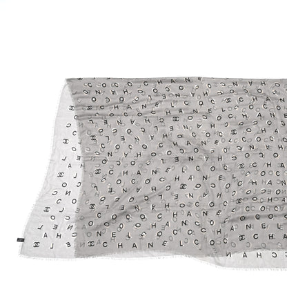 Chanel Cashmere Silk Scarf Shawl Grey Multicolor 2 of 4