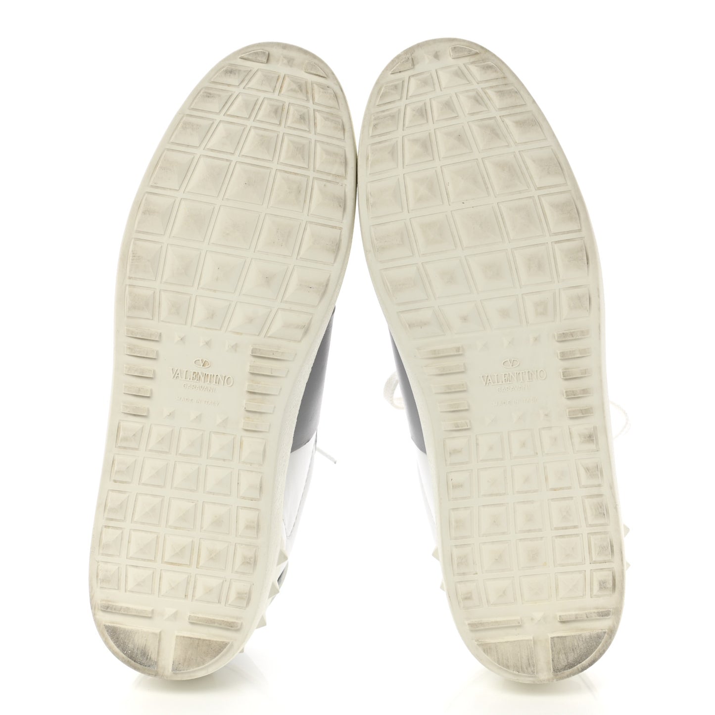 Calfskin Mens Rockstud Open Sneakers 40.5 White Grey