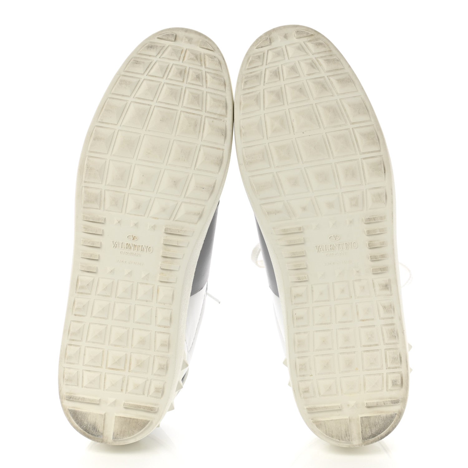 Valentino Garavani Calfskin Mens Rockstud Open Sneakers 40.5 White Grey 5 of 9