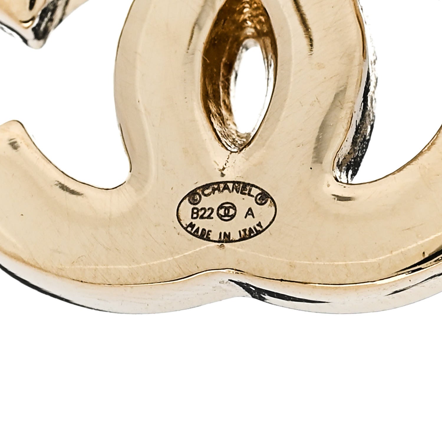 Chanel Enamel CC Earrings Gold White 4 of 5