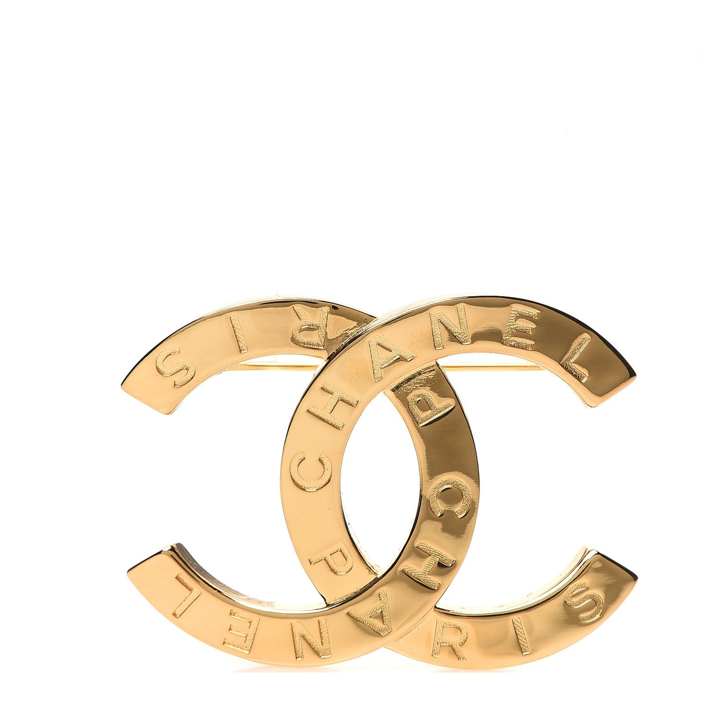 Metal Paris Button CC Large Brooch Gold
