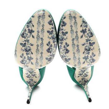 Gucci Satin Daisy Ankle Strap d'Orsay 105 Pumps 39 Emerald Green 6 of 9