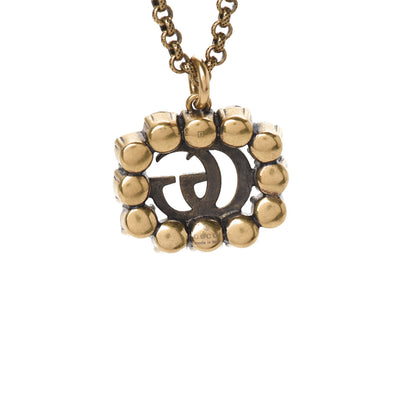 Gucci Crystal Embellished Double G Necklace Aged Gold 4 of 4