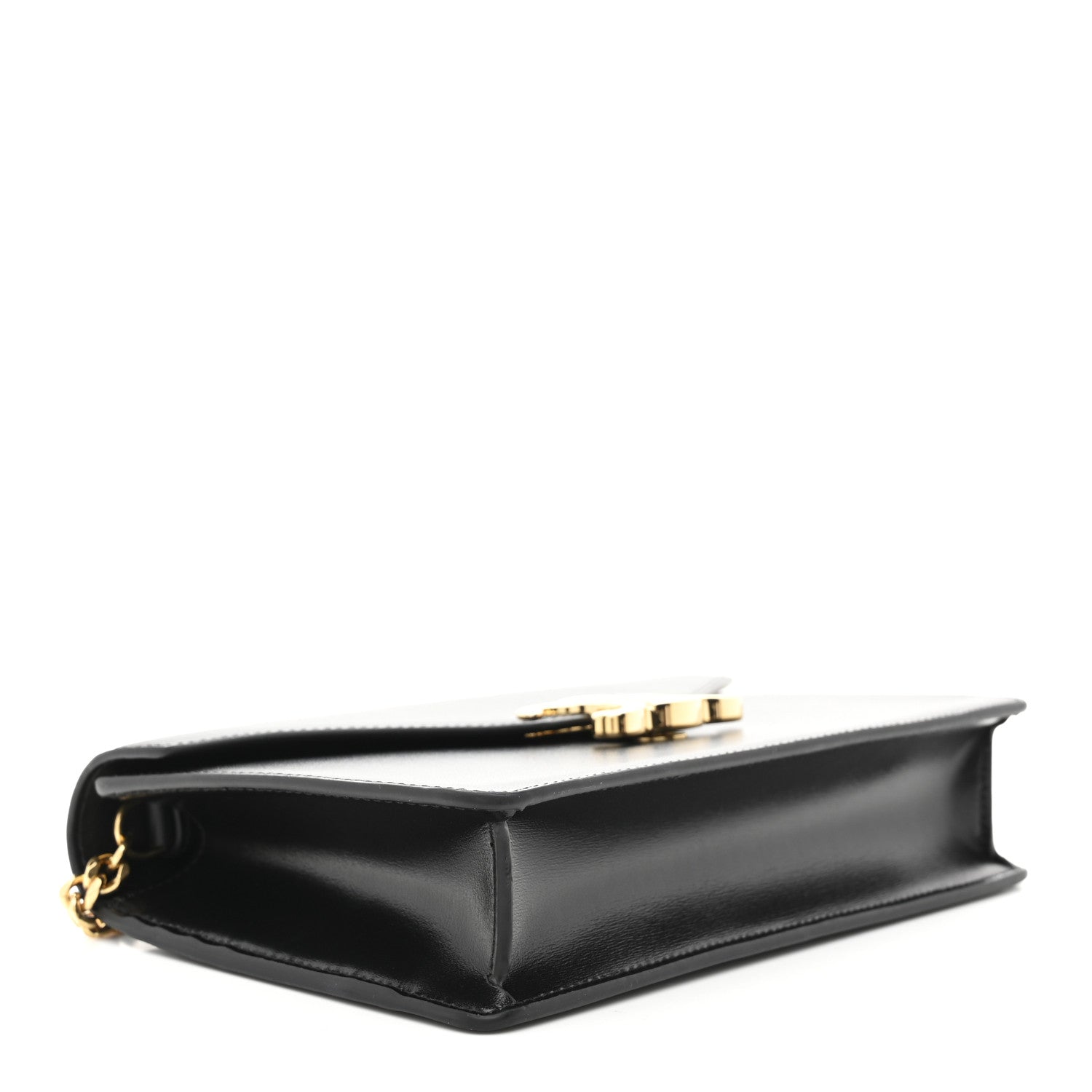 Celine Shiny Calfskin Triomphe Margo Wallet on Chain Black 4 of 12