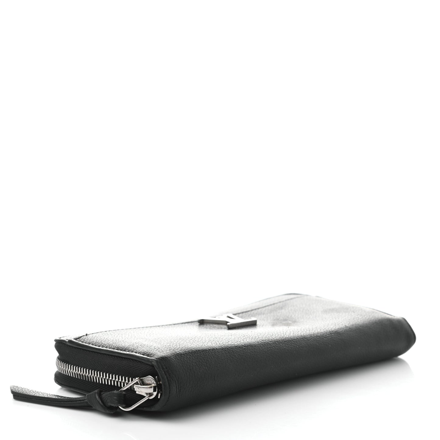 Calfskin Zippy Lockme Wallet Black
