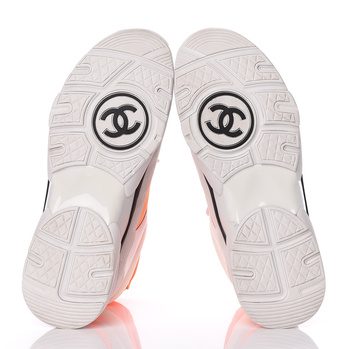 Suede Calfskin Lambskin Neoprene High Top CC Sneakers White Fluo Orange