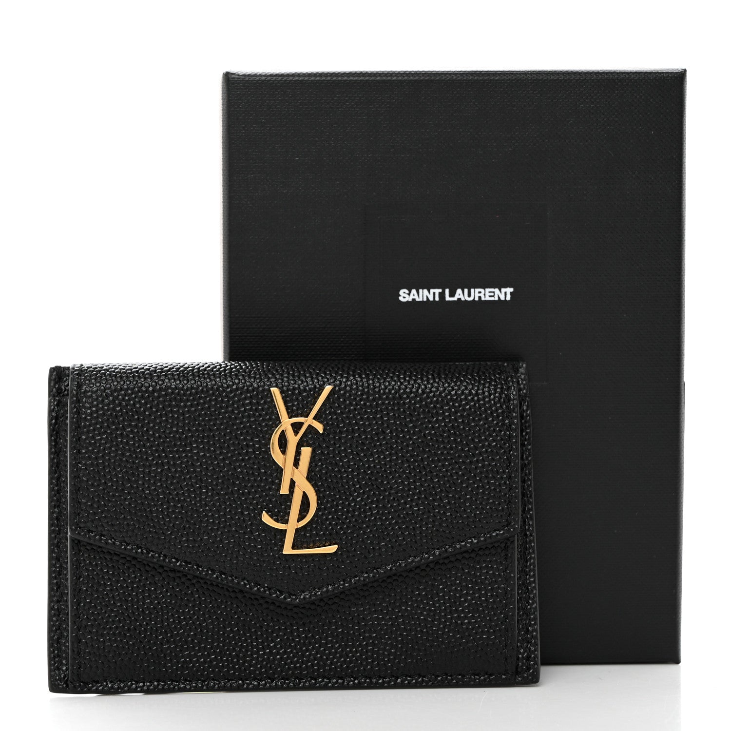 Saint Laurent Grain De Poudre Uptown Monogram Card Case Black 8 of 8