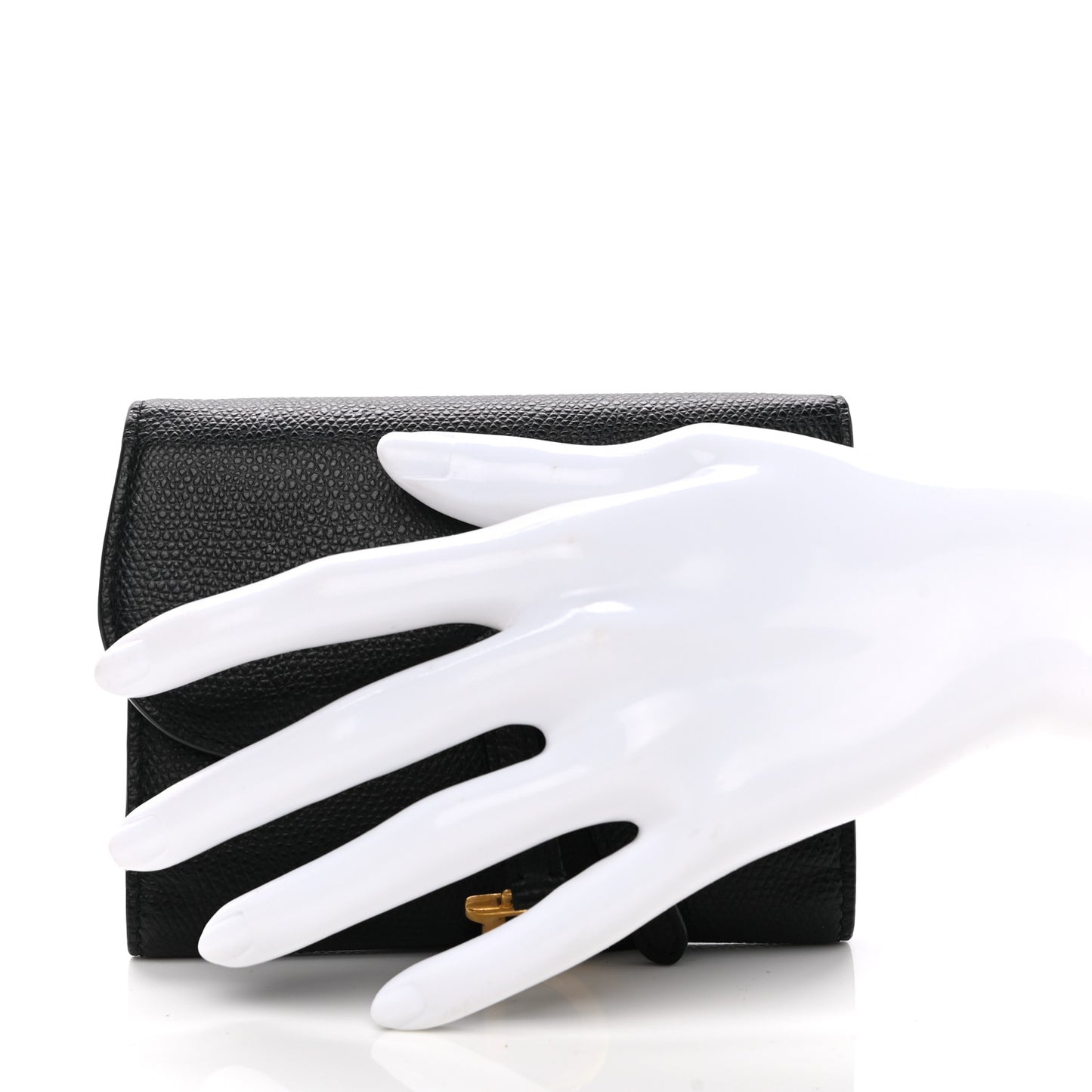 Grained Calfskin Saddle Wallet Lotus Black