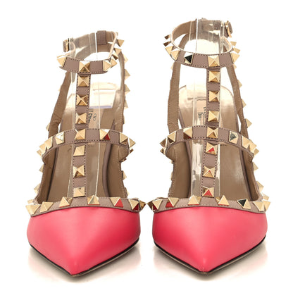 Valentino Garavani Calfskin Nappa Rockstud Ankle Strap 100mm Pumps 36 Deep Fuxia Poudre 2 of 10