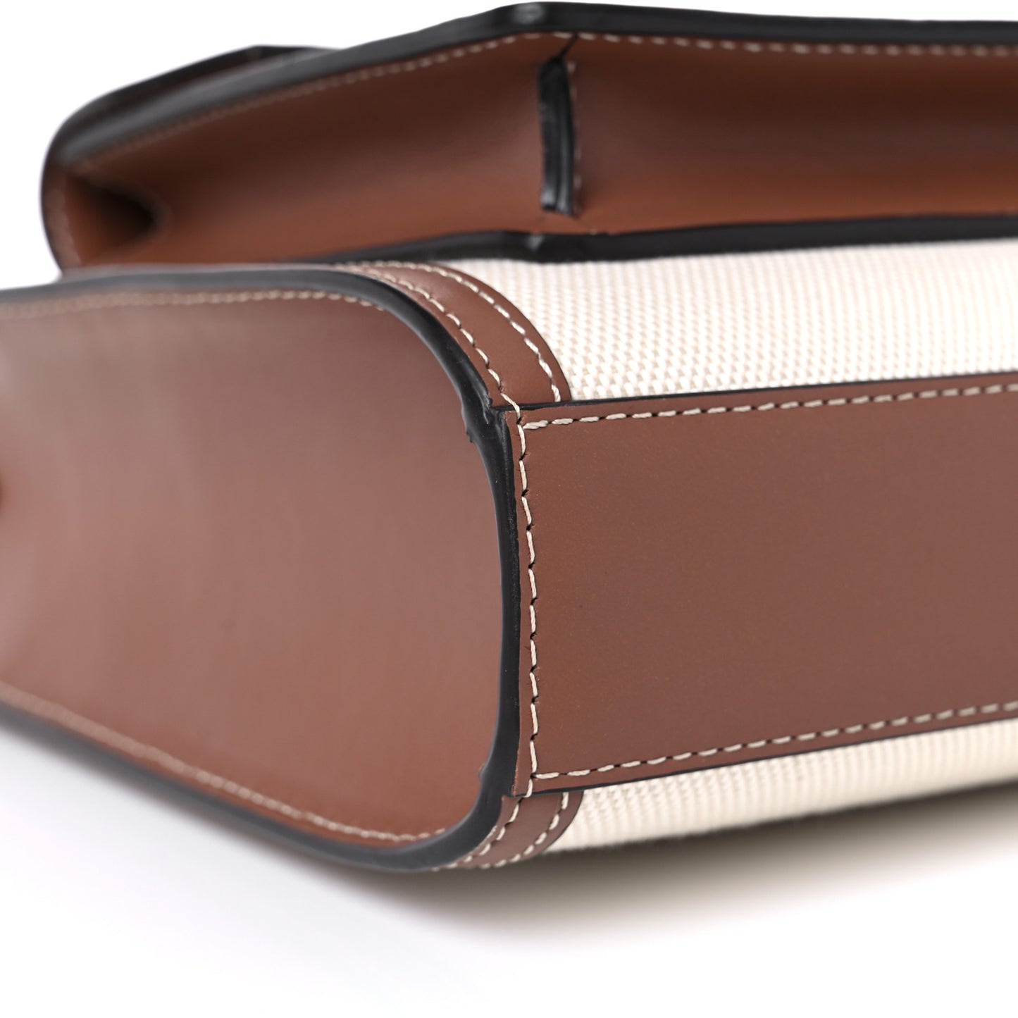 Canvas Smooth Calfskin Two Tone Mini Pocket Bag Natural Malt Brown