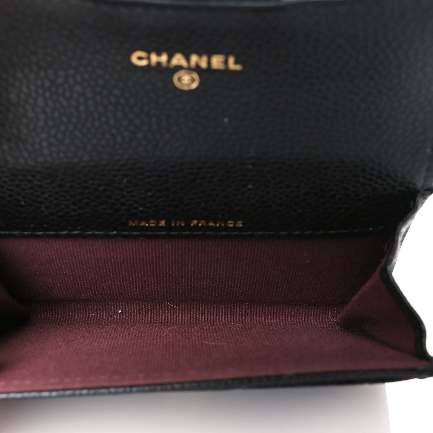 Caviar Quilted Flap Card Holder Wallet Black