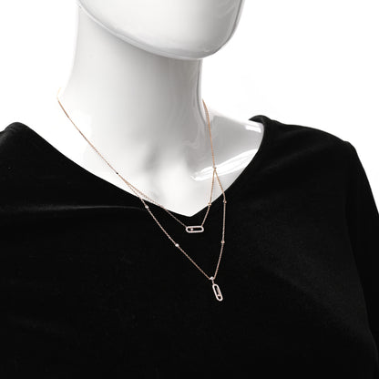 Messika 18K Rose Gold Diamond 2 Row Move Uno Pave Necklace 2 of 5