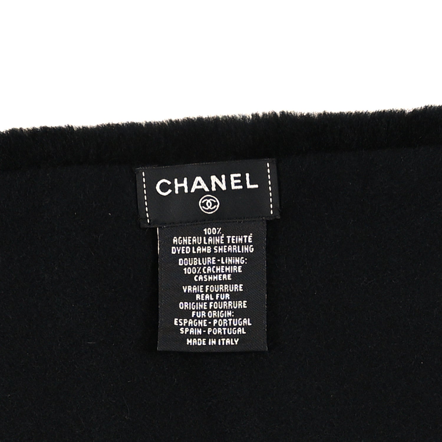 Chanel Shearling Cashmere CC Scarf Black 3 of 3