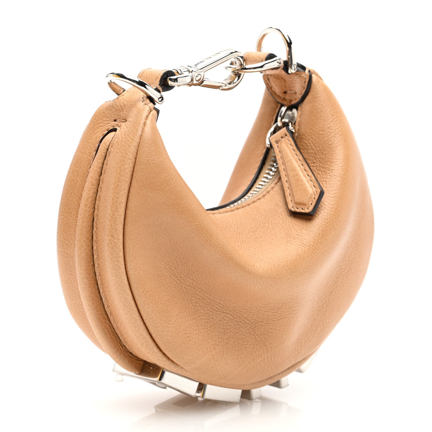 Fendi Vitello Grace Nano Fendigraphy Hobo Charm Beige 3 of 11