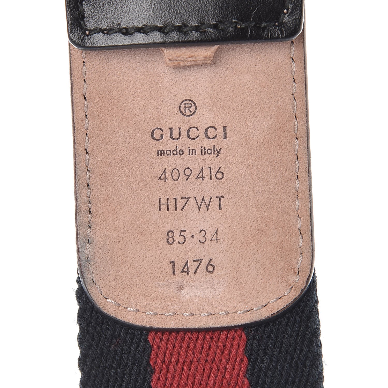 Gucci Nylon Calfskin Double G Web 40mm Belt 85 34 Blue Red Black 4 of 9