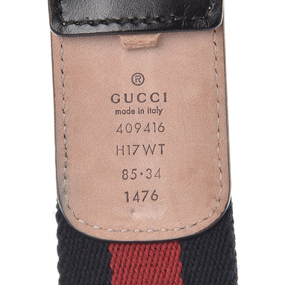 Gucci Nylon Calfskin Double G Web 40mm Belt 85 34 Blue Red Black 4 of 9