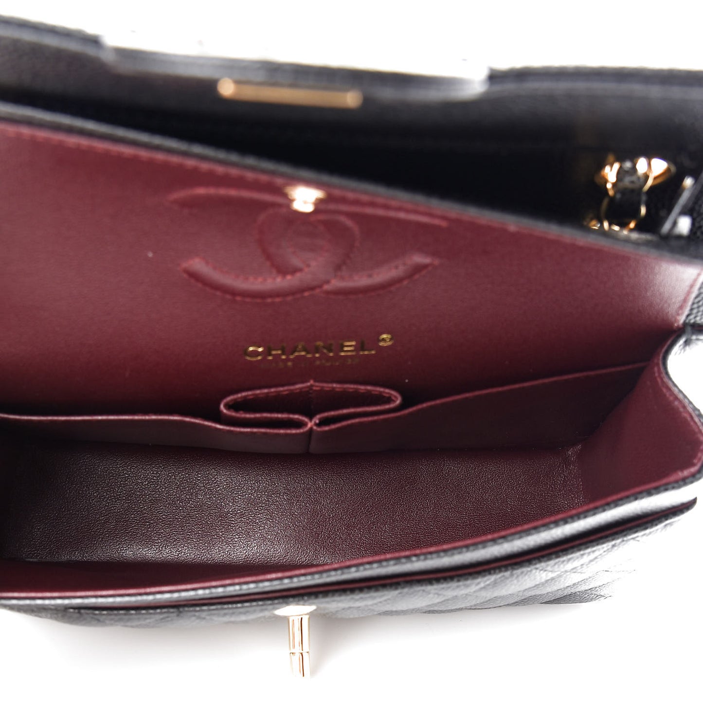 Caviar Quilted Small Double Flap Black