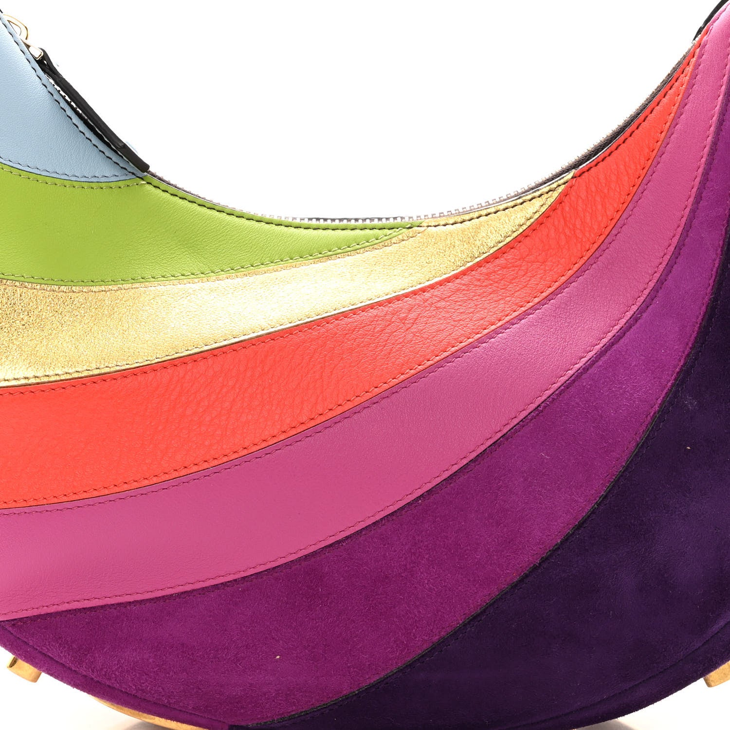 Fendi Vitello Seta Goatskin Suede Rainbow Inlay Small Fendigraphy Hobo Bag Multicolor Azzurro Baby 8 of 10