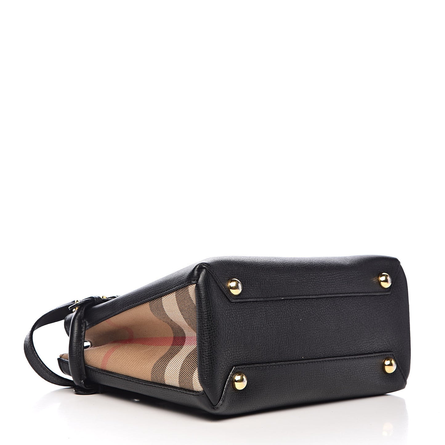 Grainy Calfskin House Check Small Banner Tote Black