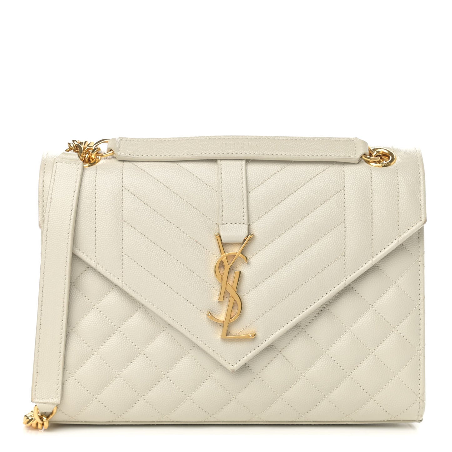 Grain De Poudre Textured Mixed Matelasse Medium Triquilt Monogram Satchel Crema Soft