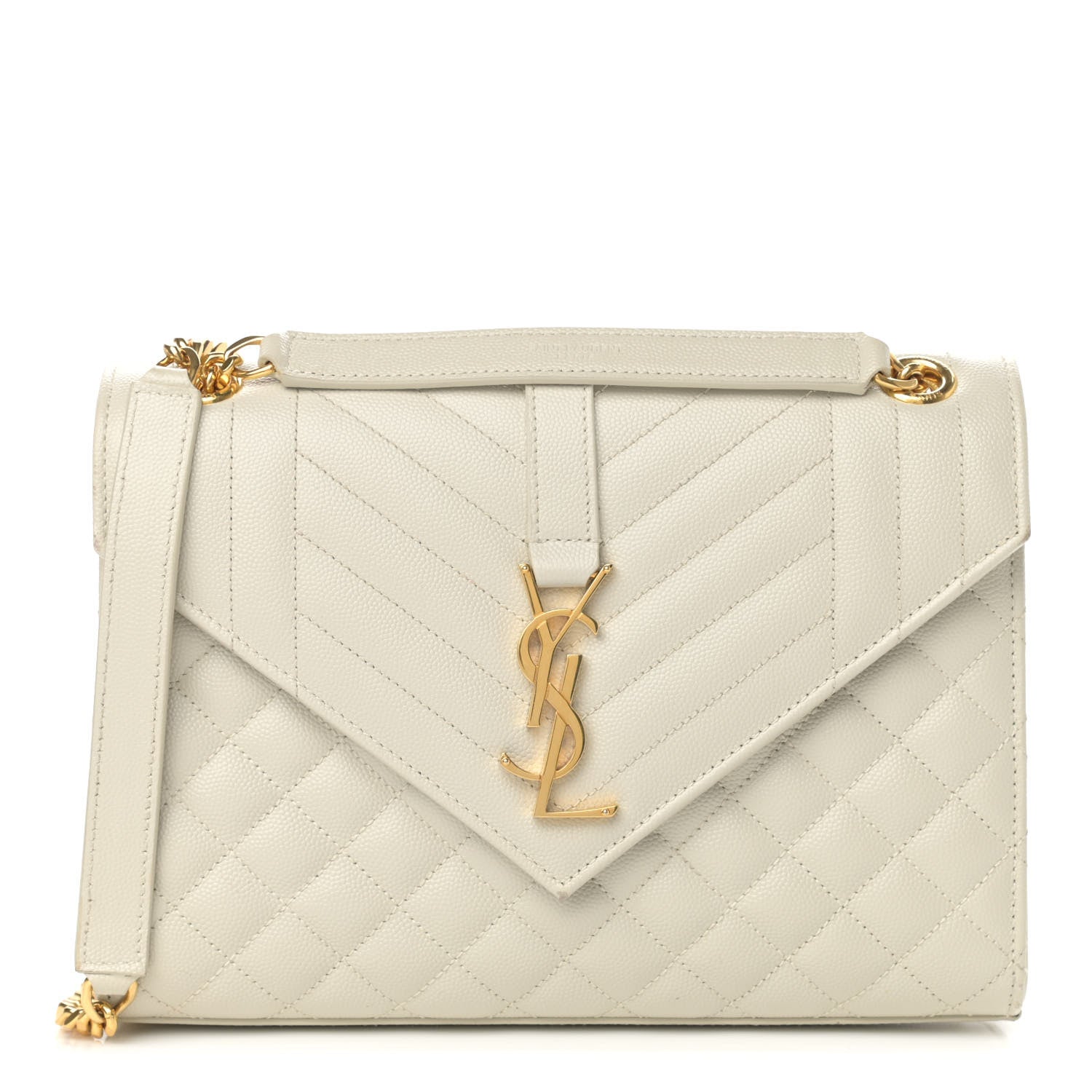 Saint Laurent Grain De Poudre Textured Mixed Matelasse Medium Triquilt Monogram Satchel Crema Soft 1 of 13