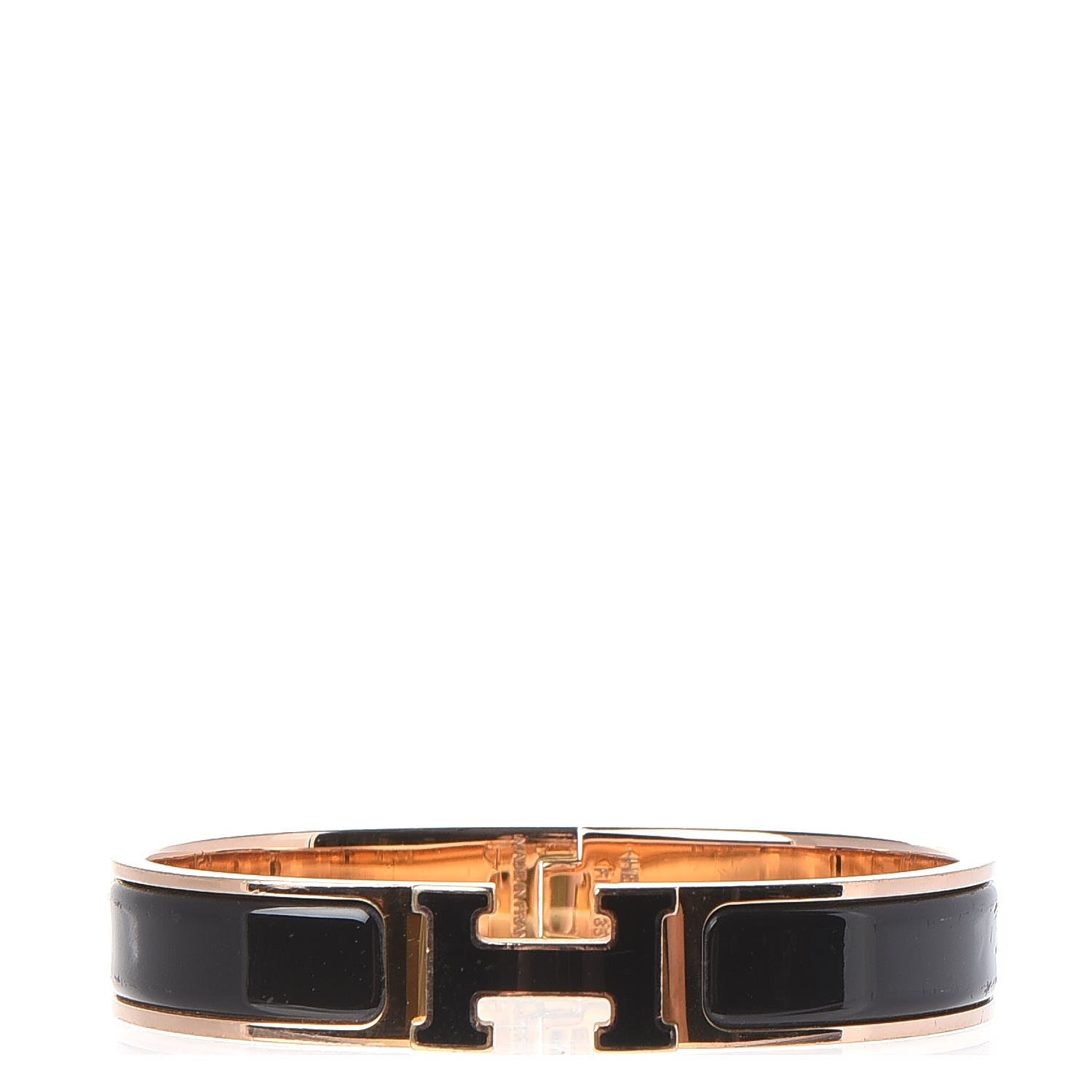 Hermes Enamel Narrow Clic Clac H Bracelet GM Black 1 of 4