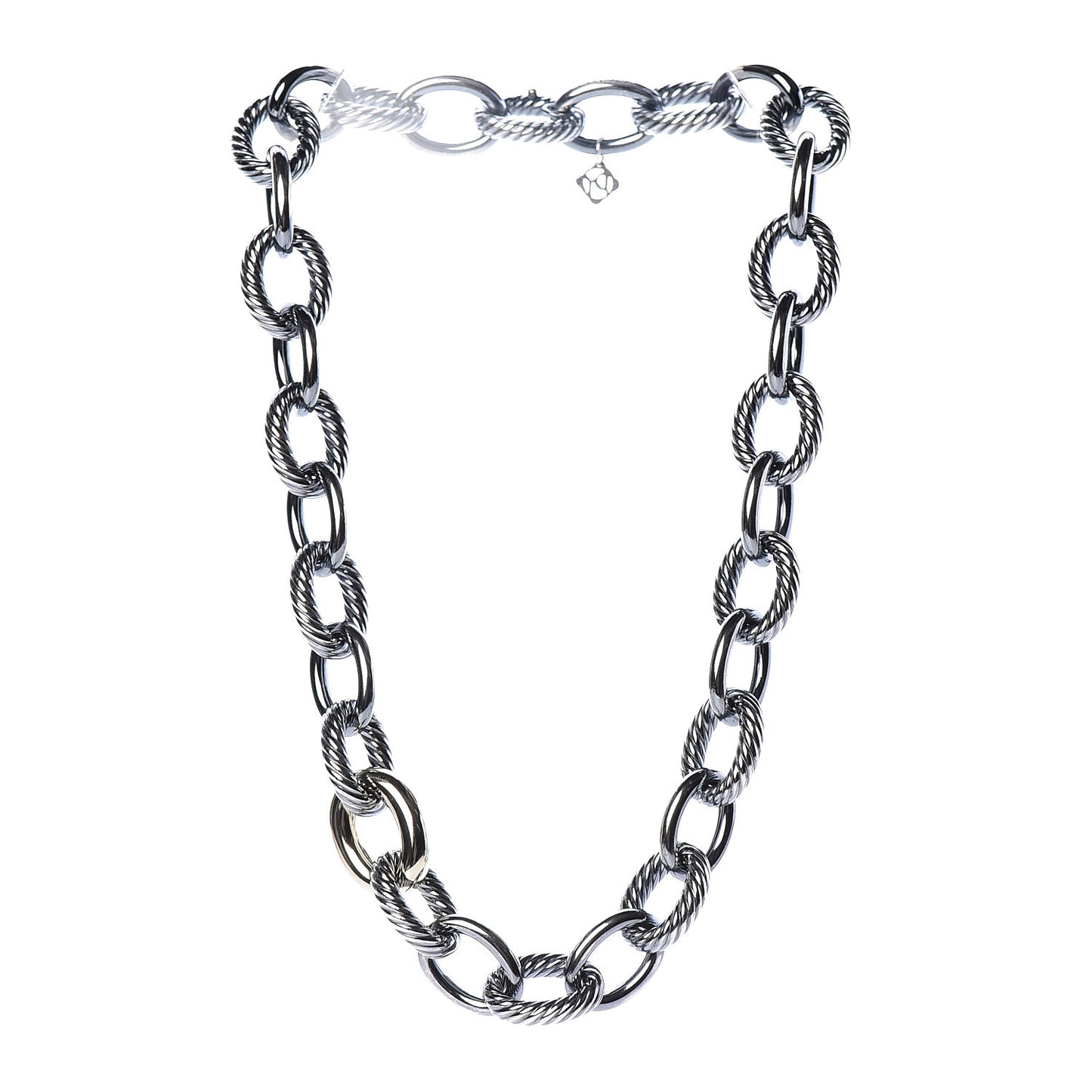 Sterling Silver 18K Yellow Gold Large Oval Link Necklace