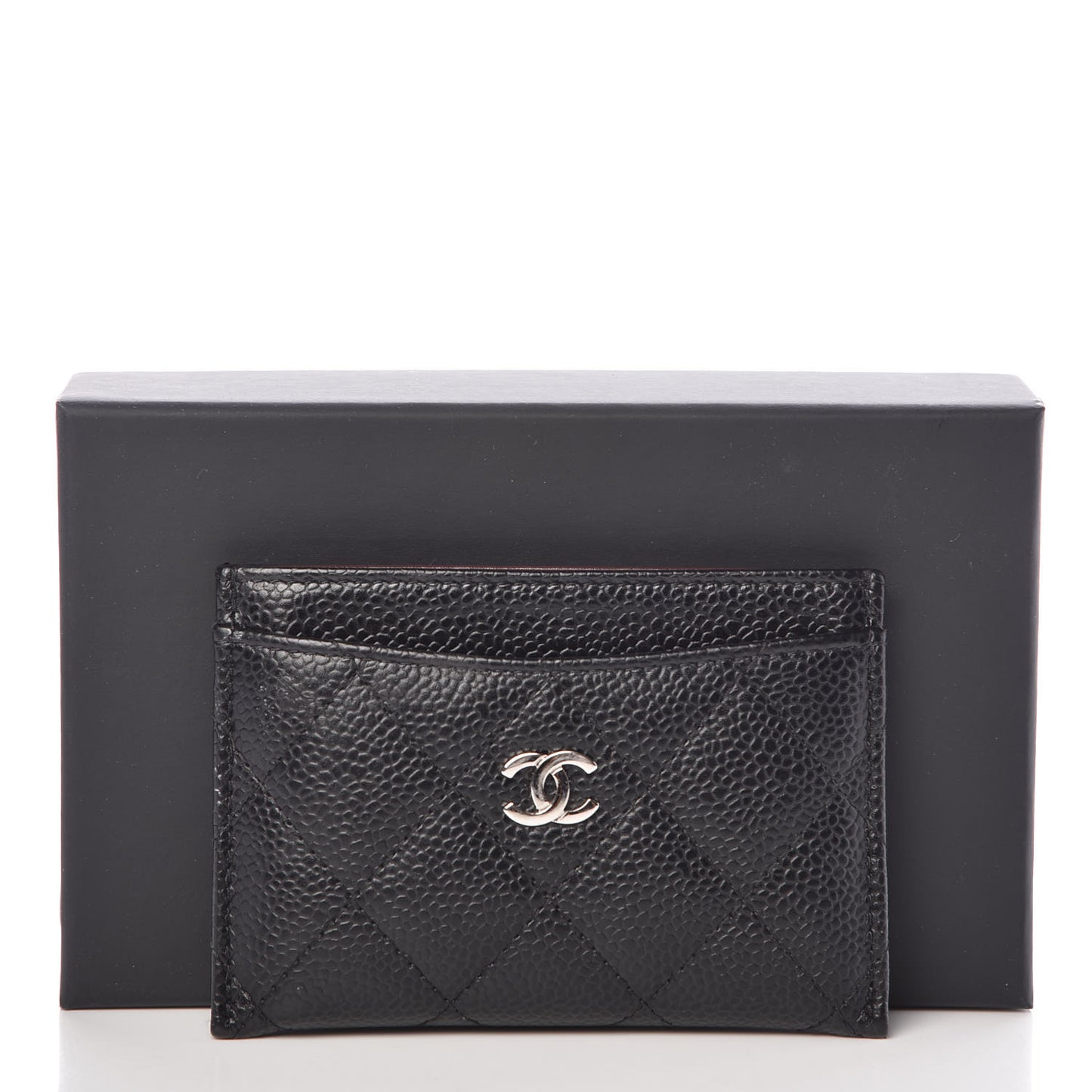 Caviar Quilted Card Holder Black