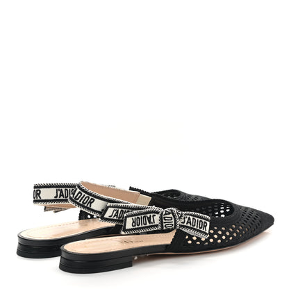 Christian Dior Resille Ribbon J'Adior Slingback Ballet Flats 37 Black 4 of 9