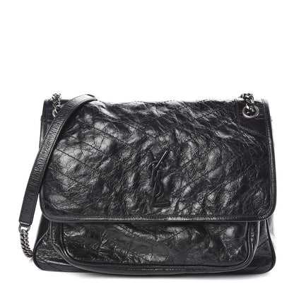 Saint Laurent Crinkled Calfskin Matelasse Monogram Large Niki Chain Satchel Black 1 of 9