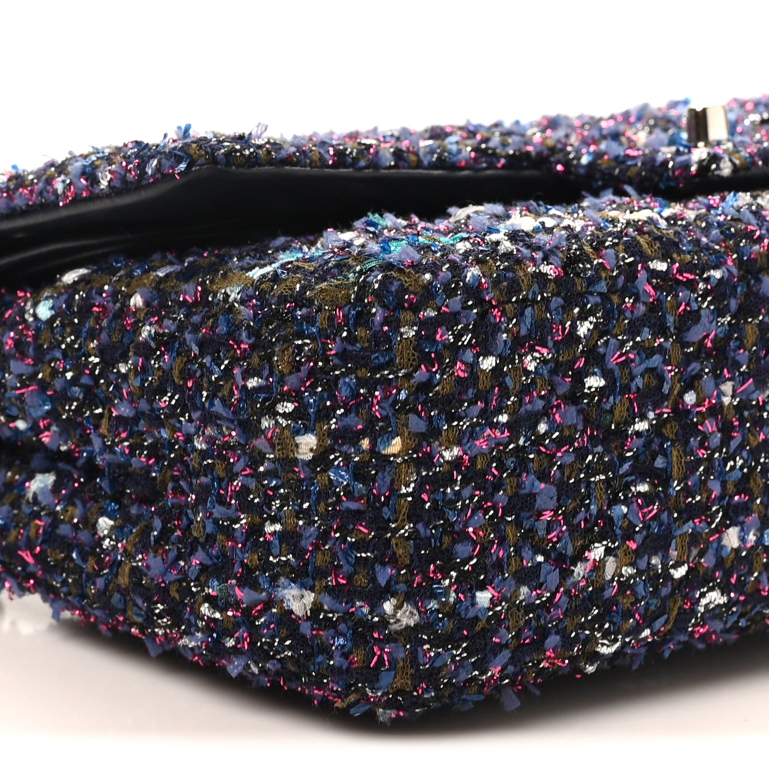 Chanel Tweed Quilted Medium Double Flap Blue Purple Khaki Pink 9 of 10