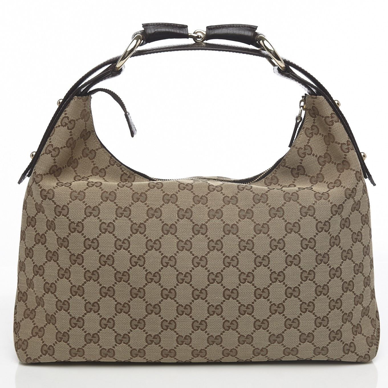 Gucci Monogram Medium Horsebit Chain Hobo Dark Brown 4 of 9