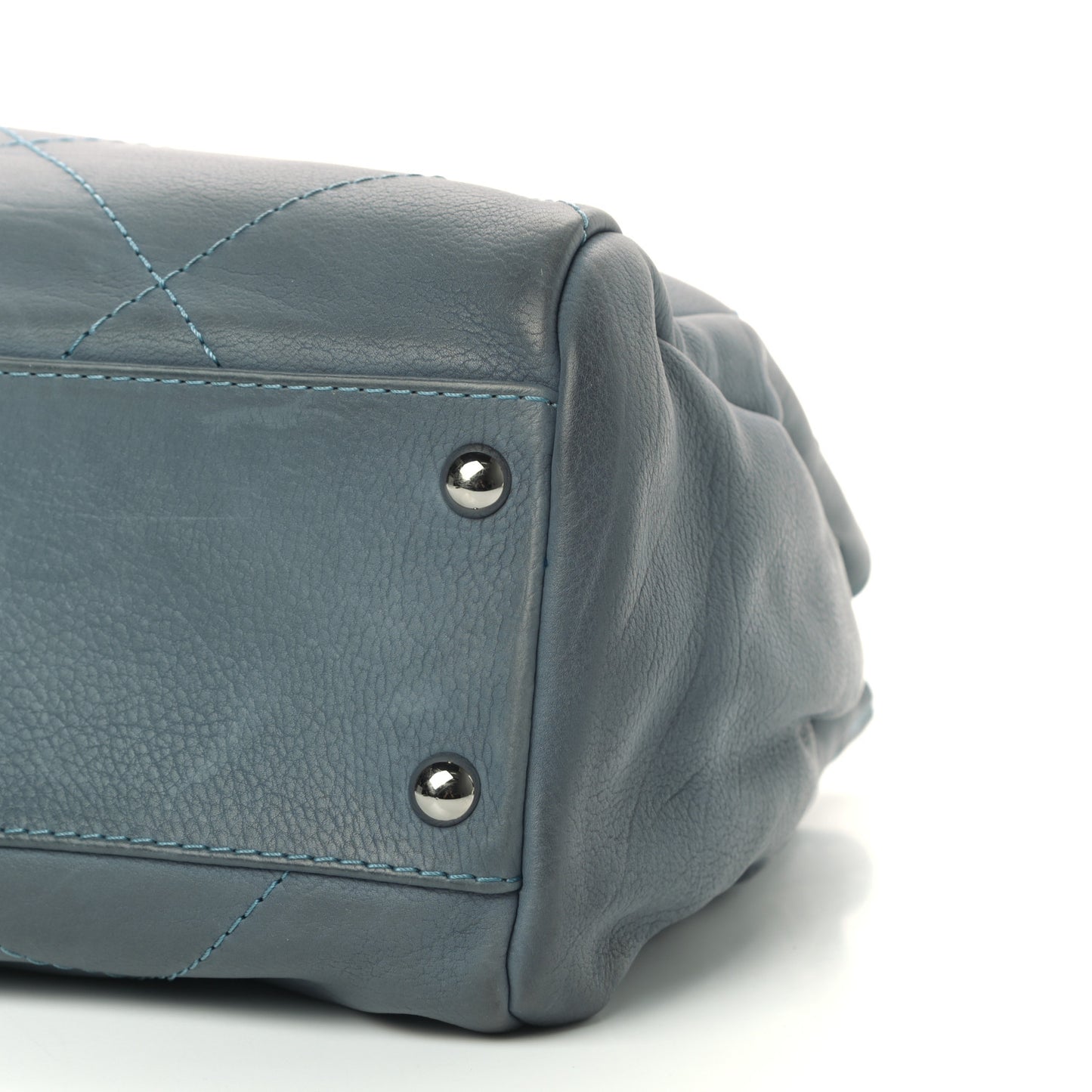 Washed Calfskin Quilted Hamptons Flap Bag Blue