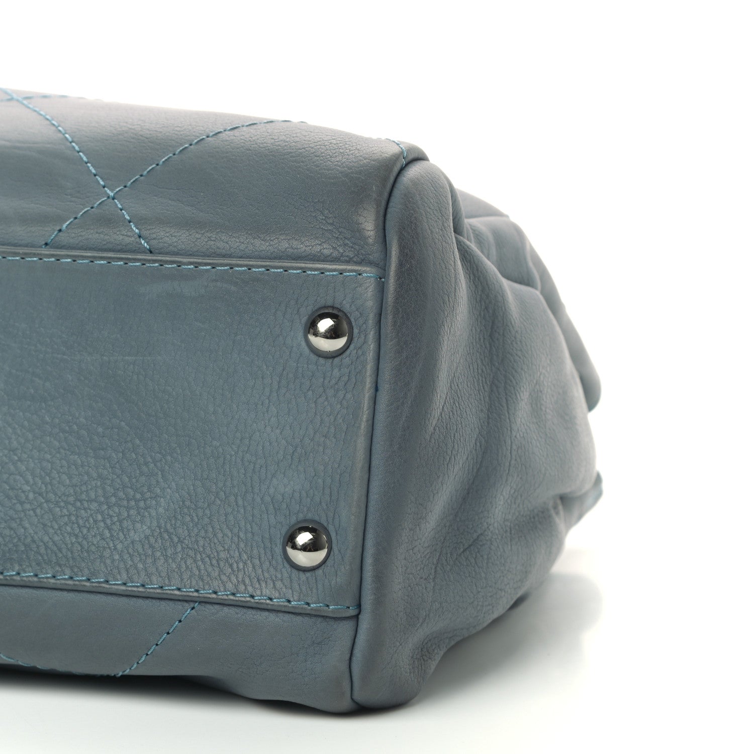 Chanel Washed Calfskin Quilted Hamptons Flap Bag Blue 9 of 13