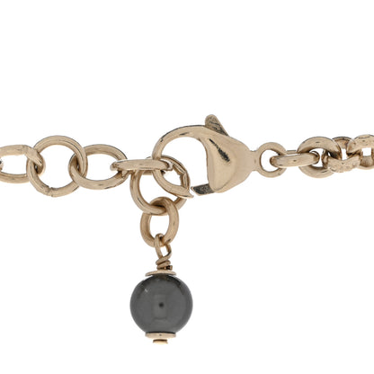 Chanel Resin Crystal Bead CC Heart Necklace Black Gold 8 of 10