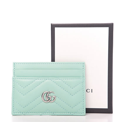 Gucci Calfskin Matelasse GG Marmont Card Holder Water Green 6 of 6