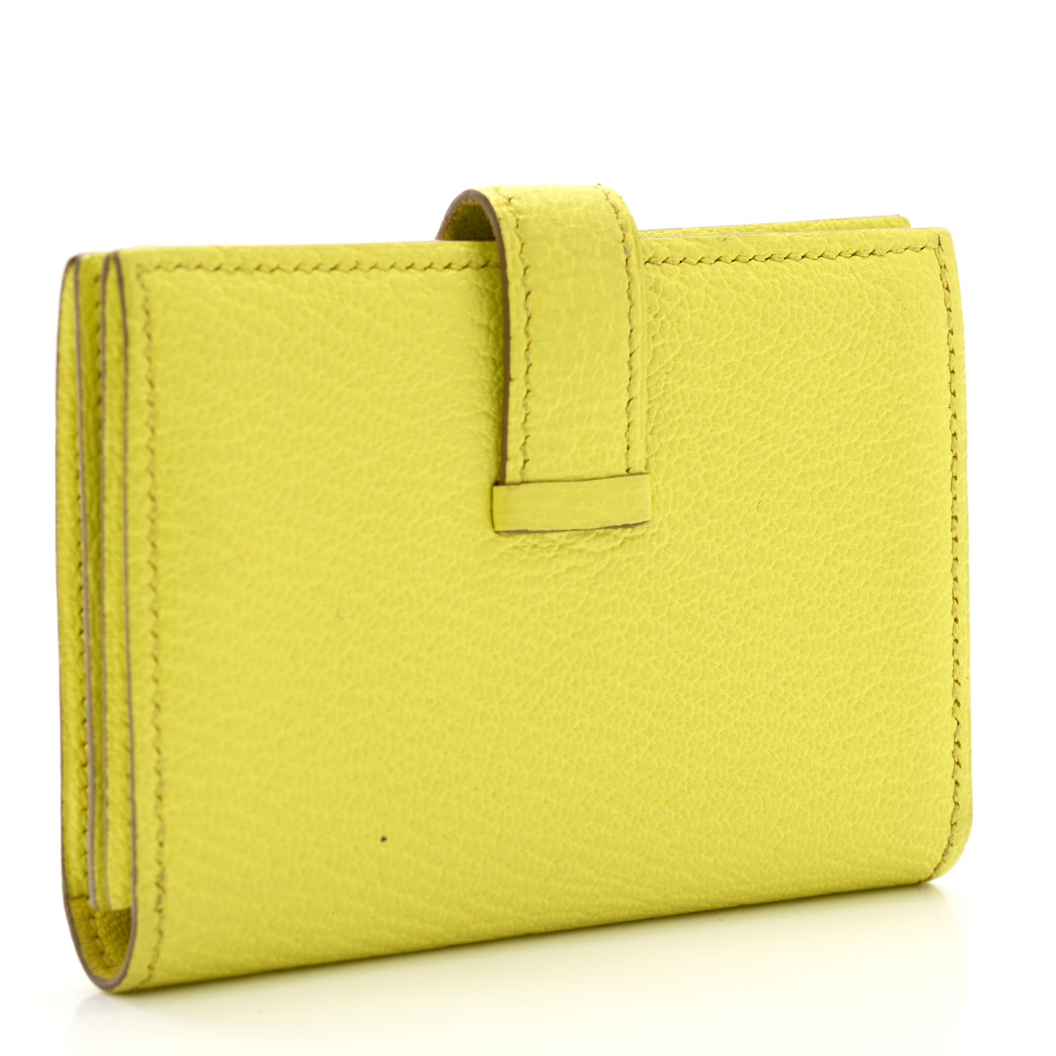 Hermes Chevre Mysore Bearn Card Holder Wallet Lime 3 of 6