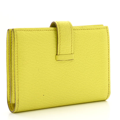 Hermes Chevre Mysore Bearn Card Holder Wallet Lime 3 of 6