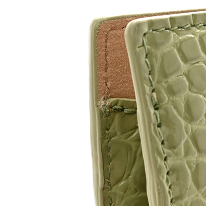 Alexander McQueen Calfskin Crocodile Embossed Knuckle Flat Clutch Sage 10 of 12