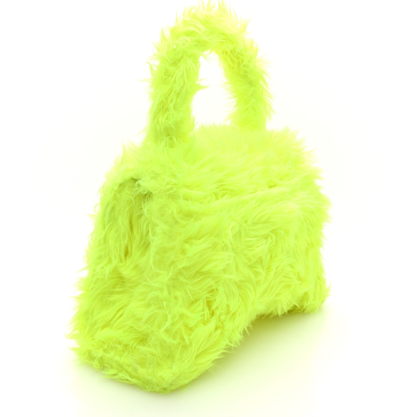 Faux Fur Medium Fluffy Hourglass Top Handle Bag Fluo Yellow