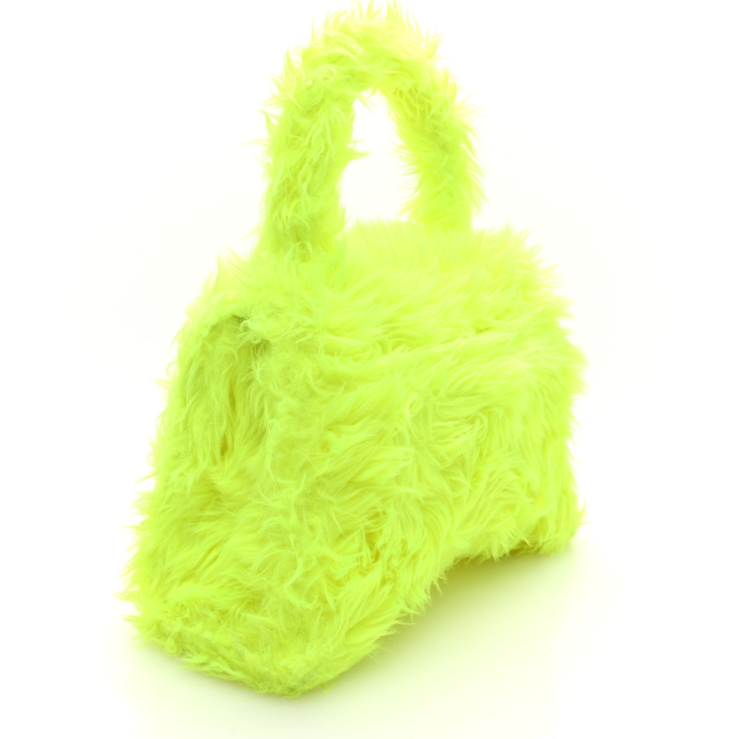 Balenciaga Faux Fur Medium Fluffy Hourglass Top Handle Bag Fluo Yellow 3 of 9