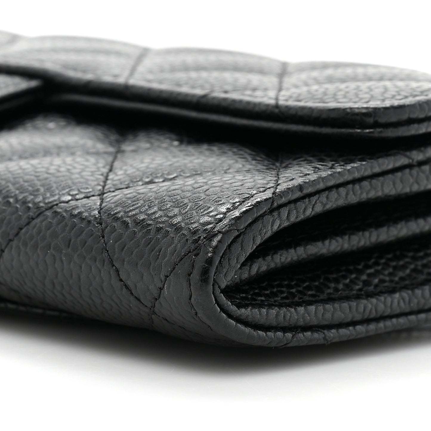 Caviar Quilted Large Gusset Flap Wallet Black